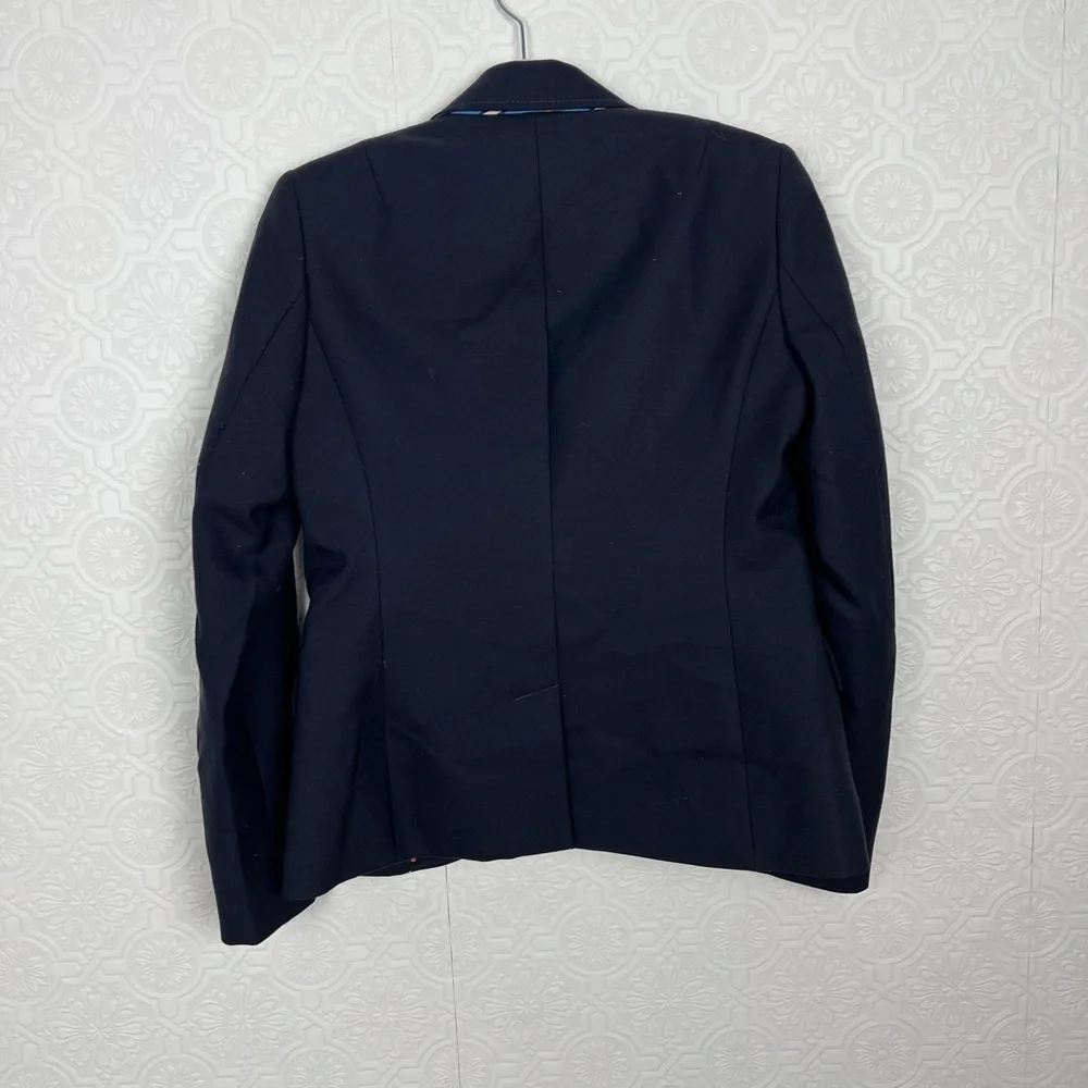 J Crew 100% Wool Navy Blue Blazer Jacket Preppy Dark Academia Career Work‎